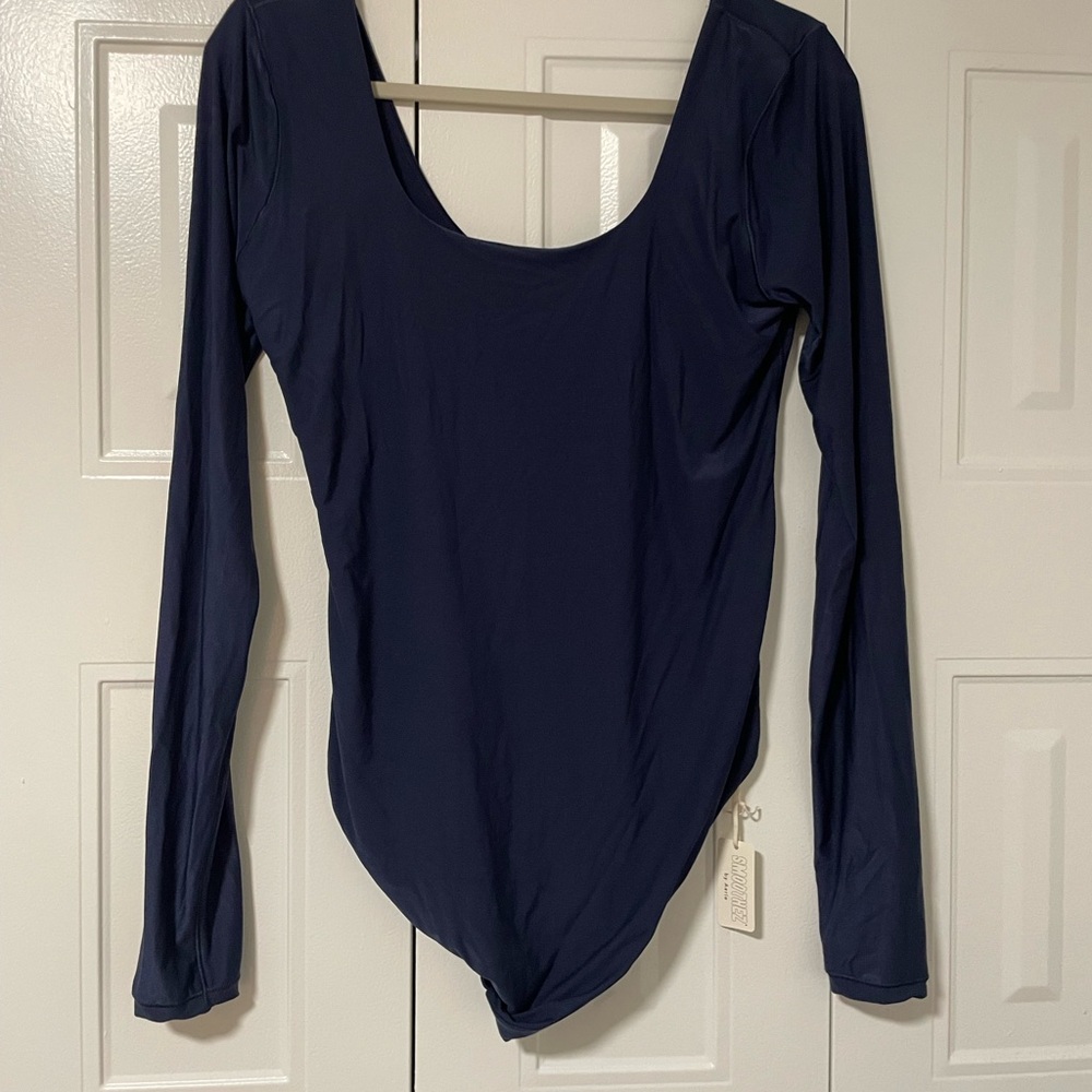aerie Navy Long Sleeve Bodysuit